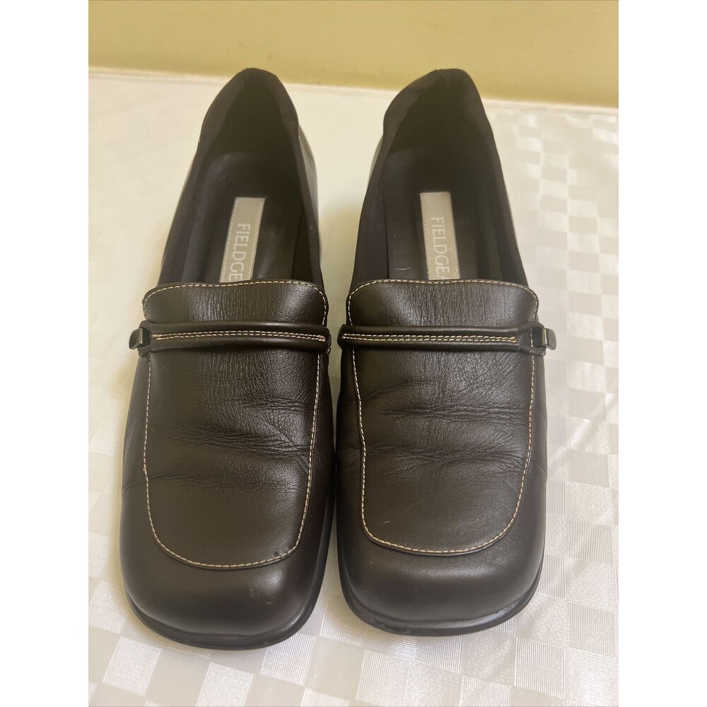 Field Gear Womens Size 8 M Simon Brown Leather Slip On Loafer 2" Block Heel
